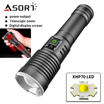 Lumina puternica Lanterna LED-uri USB Reîncărcabilă Lampă Zoom Lanterna Cu Display Digital Ecran Mare Putere în aer liber Felinar cu Rază Lungă