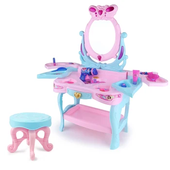 Mesa de maquillaje para niña y bebé, juguete, espejo de tocador simulado para niña de la 3 la 6 ani, princesa para el hogarCD