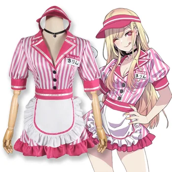 Meu Dress-Up Draga Kitagawa Marin Cosplay Costum Servitoare Cosplayer Chelner Uniformă Fuste și Pălărie Anime Costume