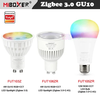 Miboxer 4W 6W GU10 LED Spotlight Estompat 12W E27 RGB+CCT Bec Zigbee 3.0 de la Distanță/APP/Voice Control Inteligent Lampa AC 110-220V