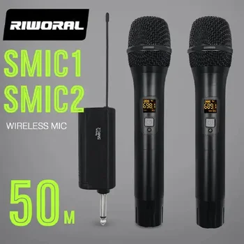 Microfon fără fir 2 Canale UHF Profesionale Portabile Mic Micphone Pentru Petrecere Karaoke Biserica Show Întâlnire de 50 de Metri Distanță