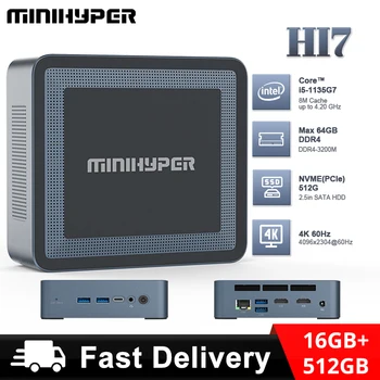 MiniHyper HI7 Mini PC 11-a Generație Intel Core i5 1135G7 DDR4-3200M de Stocare de 16GB SSD NVME 512GB WIFI 6 DC Jack HDMI