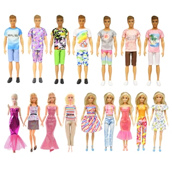 Moda 5 elemente/set aleator = 3 Haine pentru Barbie +2 Topuri Gâfâi Costum pentru Papusa Ken Accesorii Copii, Jucării DIY Cadou Cadou