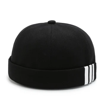 Moda Docker Capac Stripe Print Skullcap Culoare Solidă De Marinar Pe Cap Pălării Beanie Bărbați Femei Găleată Cu Capac Brimless Pălărie Reglabil Tata Pălărie