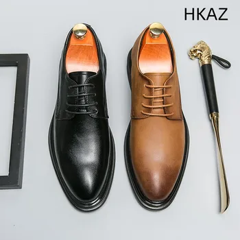 Moda pentru bărbați de Afaceri Britanic din Piele Pantofi la Modă de Toate-meci Plat Confortabil, Rezistent la Uzura Piele naturala Clasic Retro