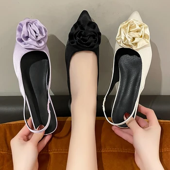 Modă de Culoare Solidă de sex Feminin Pantofi Plat a Subliniat Toe 2023 Primăvară Noua Moda Doamnelor Sandale Sexy Flori Pantofi pentru Femei Zapatos