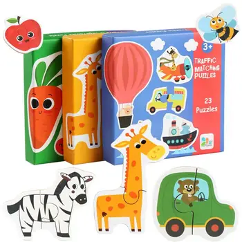 Montessori Din Lemn Jigsaw Puzzle Culoare Legume Fructe Animal De Învățare Vehicul De Învățământ Copil Cadou Copilul Dezvolta Cognitiv Jucărie
