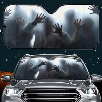 Mort de Mers pe jos Zombie Halloween Auto Soare Umbra de Groaza 3D Parasolar Anti-UV Premium Accesorii de Interior pentru Camion, SUV, Van, Sedan