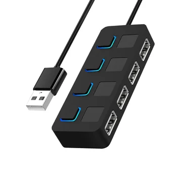 Multi USB Splitter Cu 4 Porturi Expander 2.0 HUB USB Adaptor de Alimentare Ultra-subțire LED Indicator Power Switch HUB USB pentru Laptop PC