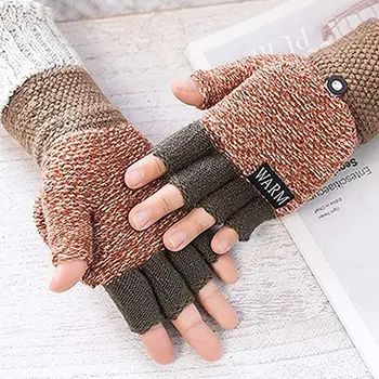 Mănuși De Iarnă Din Lână Cald Fingerless Glove Pentru Femei Tricotate Flip Expuse Degetul Gros Mănuși Cu Un Deget De Îngroșare Femei Mănușă En-Gros