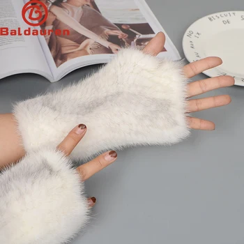 Mănuși pentru femei de iarnă Real Natural de Nurca Blană, Mănuși femei Caldă Încălzită Reale de Blană de Nurcă Manusi Fata de Moda Real Nurca Blană, Mănuși