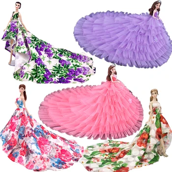 NK Amestecat Printesa de Moda Varietate Rochie Trailing Nunta Fusta Nobil Petrecere Haine Pentru Barbie Papusa Accesorii Cadou Fată Jucărie JJ
