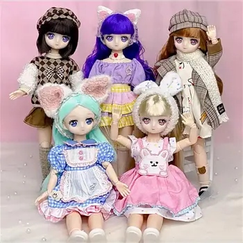 Noi 28cm Anime Papusa Set Complet 1/6 Bjd Papusa cu Haine și Coafuri Fete Dress Up Jucărie Cadouri