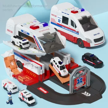 Noi de Stocare a Focului Inginerie de Deformare Ambulanță Pista de Sunet și Lumină de Parcare Masina de Jucărie