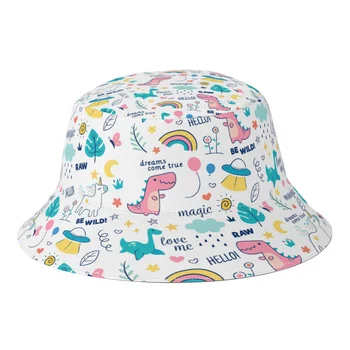 Noi de Vara Colorate Drăguț Dinozaur Unicorn Curcubeu Găleată Pălării pentru Unisex Streetwear Pliabil Bob Pescar Pălării Boonie Hat