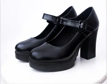 Noi Femeile Clasic Pompe de Pantofi Primavara-Vara de Piele Negru Rosu Sexy, Tocuri de Moda Cataramă Pantofi Platforma Femeie de Mari dimensiuni