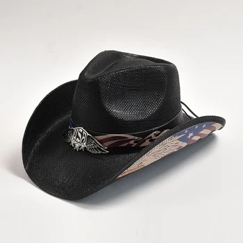 Noi Paie Western Cowboy Hat pentru Barbati Femei Panama Beach Palarie de Soare Vintage Domn Fermiera Jazz Palarii Sombrero Hombre