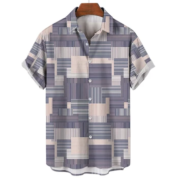 Noi Vara Vrac Respirabil Pătrat de Bază Simplu Tricou de Moda Plajă Tricou Bărbați ' s Pocket Plus Dimensiune Maneca Scurta Casual de Imprimare 3d