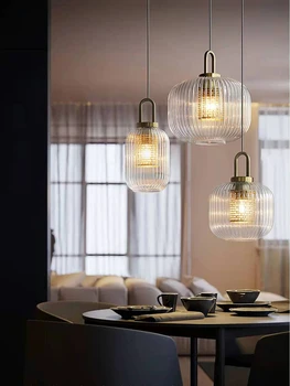 Nordic Clar Lumina Restaurant Modern, Bar Stripe Sticlă Lampă de Pandantiv Pandantiv cu LED-uri Lumini Camera de zi Dormitor Decor Acasă de Iluminat