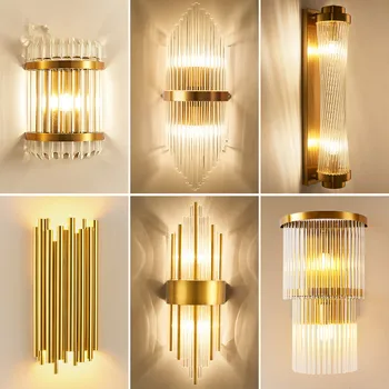 Nordic cristal candelabru de perete Pentru camere cu Pat de aur lampă de perete camera de zi Baie Acasă de Iluminat Creativ a CONDUS pe coridorul de perete de lumină