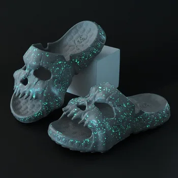 Nouă Bărbați Papuci De Casa Chic Interioară În Aer Liber Pantofi Anti-Alunecare Pantofi Confortabili Craniu Retro Trend Beach Sandale Pentru Barbati