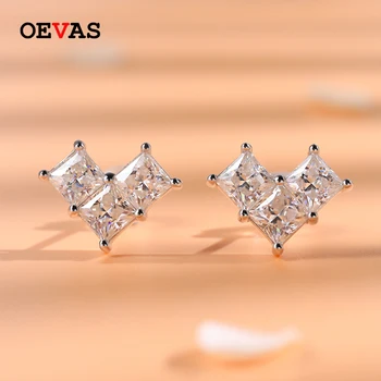 OEVAS 100% Argint 925 2.4 CT Prințesă Tăiat Moissanite Stud Cercei Pentru Femeile Inima în formă de Cercei cu Diamante Bijuterii Fine