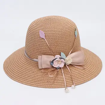 Palarie De Soare La Modă Rotund Dom Coarda Elastica Femei Vara Margine Largă Pălărie De Paie Dischetă Accesorii De Moda Plajă Pălărie Pălărie De Pescar