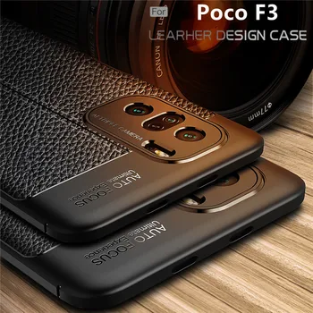 Pentru Poco F3 Caz Pentru Xiaomi Poco F3 Capas la Șocuri Spate Moale de Lux Coque Telefon Bumper TPU Piele Pentru Fundas Poco F3 Acoperi