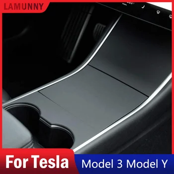 Pentru Tesla Model 3 Model Y Consola centrala Folie ABS Negru Mat Capacul Consolei Decor Interior Folie Kit - Tesla Accesorii