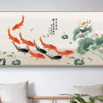 perete de noul stil Chinezesc canapea perete din camera de zi este pictata cu o imagine în spatele Feng Shui canapea.