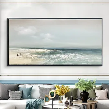 Plaja De Nisip Ocean Pictura In Ulei Pe Panza Pictura Decorativă Unframe Acrilice Agățat Pentru Camera De Zi Dormitor Arta De Perete