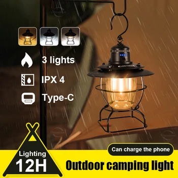 Portabil Camping Light Led Reîncărcabilă Retro Cort Lanterna De Mare Putere În Aer Liber De Urgență Lampă De Mână Puternic Rezistent La Apa Lanterna
