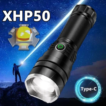 Portabil de Înaltă Puternic Lanterna USB Zoom Lanterna Led-uri Xhp50 Reîncărcabilă din Aliaj de Aluminiu rezistent la apa de Lumină în aer liber, Drumetii, Camping