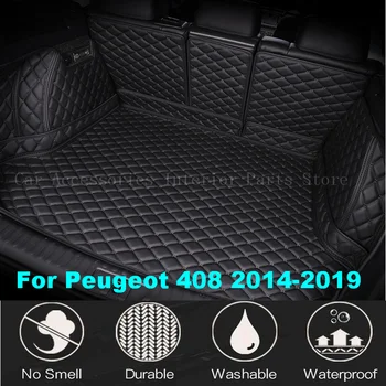 Portbagaj Covorase Pentru Peugeot 408 2014 2015 2016 2017 2018 2019 Auto Interioare Accesorii din Piele rezistent la apa Anti-murdar Marfă Mats