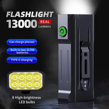 Puternic de 100W Reîncărcabilă Lanterna LED Lumeni 13000 Impermeabil USB-C de Încărcare Built-in 10000mAh cu Putere Banca BT80 Lanterna LED-uri