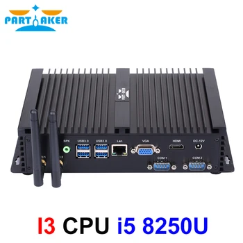 Părtaș Industriale fără ventilator Mini PC Win10 Intel i5 8250U 1*Intel Lan 2*COM USB Micro Computer Linux WiFi VGA HDMI