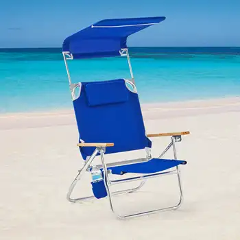 Rabatabile Confort Înălțime Rucsac Baldachin Scaun De Plajă, Albastru