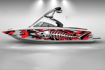 Red shark os rezumat grafic Barca autocolant de moda personalizate pește vinil rezistent la apa barca folie barca autocolant Grafic barca folie decal