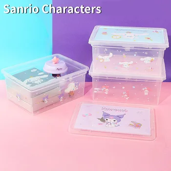 Sanrio Kuromi Cinnamoroll Cutie De Depozitare Transparente Fete Desene Animate Inima Mea Melodie Dezordinea Desktop Organizator Cutie De Depozitare Cu Capac Jucarii