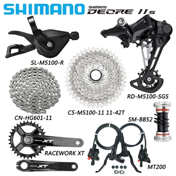 SHIMANO DEORE M5100 11S Groupset Derailleur MT200 Frana Disc Hidraulic CS-M5100-11 Casetă NC-HG601-11 Kit Lant Bicicleta Parte