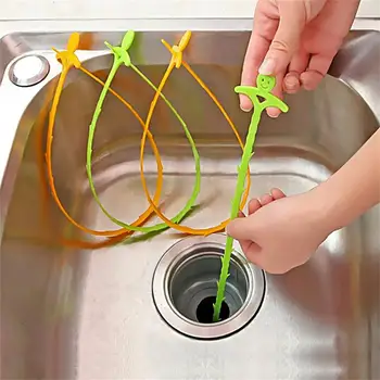 Smiley Bucătărie în formă de U Conducta de Dragare Cârlig de Canalizare Toaletă Drenaj Anti-blocare Chiuveta de Dragare Benzi Dispozitiv de Curățare Cârlig instrument