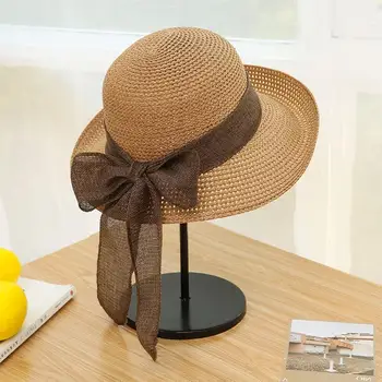 Soarele de vară Pălărie de Moda pentru Femei Cu Arcul Plaja Pălărie Mare Refuz de Pălărie de Soare pentru Femei Pălărie Mare de Paie