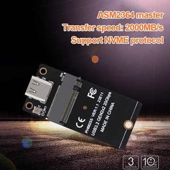 SSD Converter 20Gbps Adaptor de Bord M. 2 Pentru Tip C SSD Adaptor USB3.2 Gen2x2 NVME ASM2364 2000MB/s pentru SSD 2230/42/60/80 Dropship
