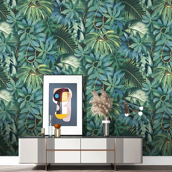 Stil American Tropicale Frunze de Palmier PVC Rola Tapet pentru Dormitor, Living cu TV, Canapea de Fundal Planta Verde de Hârtie de Perete Decor