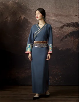 Stil chinezesc Femei Tibet Rochie Vintage Hanfu Stil Vechi Rochie Lunga