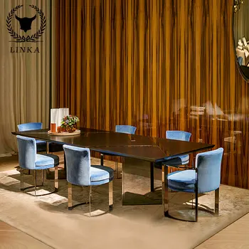 Stil Italian de lux de lumină masă și scaun combinație masa minimalist modern, de uz casnic dreptunghiulară masa