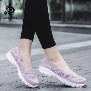 STRONGSHEN Femei Pantofi Casual Plat Șosete de Moda de Adidasi de Vara Aluneca pe Respirabil Vulcanizat Pantofi Formatori de Tenis Feminino