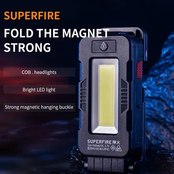 SUPERFIRE G26-O Mare putere de Tip C portabilă reîncărcabilă Lanterna led-uri COB Lanterna Auto Repararea lumina de Lucru cu Magnet Design Lanterna