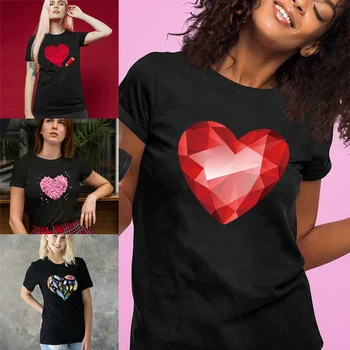 T-Shirt 2023 Vara Maneca Scurta Casual Femei Tendință De Dragoste Print Top Moda Strazii Tee De Sex Feminin O-Neck Tricou Casual De Navetiști De Sus