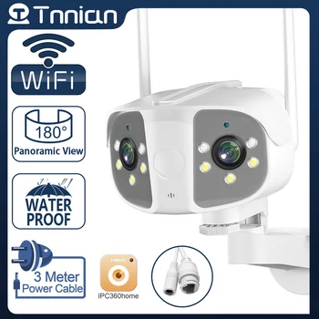 Tnnian 4K 8MP Dual Lens Camera WIFI în aer liber, 180° Ultra Largă Vedere Panoramică Umane Detectarea de Securitate de Supraveghere CCTV camere IP